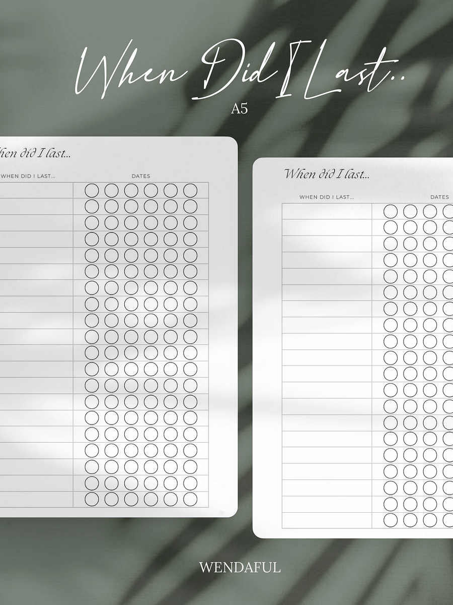 A5 'When Did I Last?' Inserts for Ring-Bound Planners | Track Recurring Tasks & Maintenance product image (1)