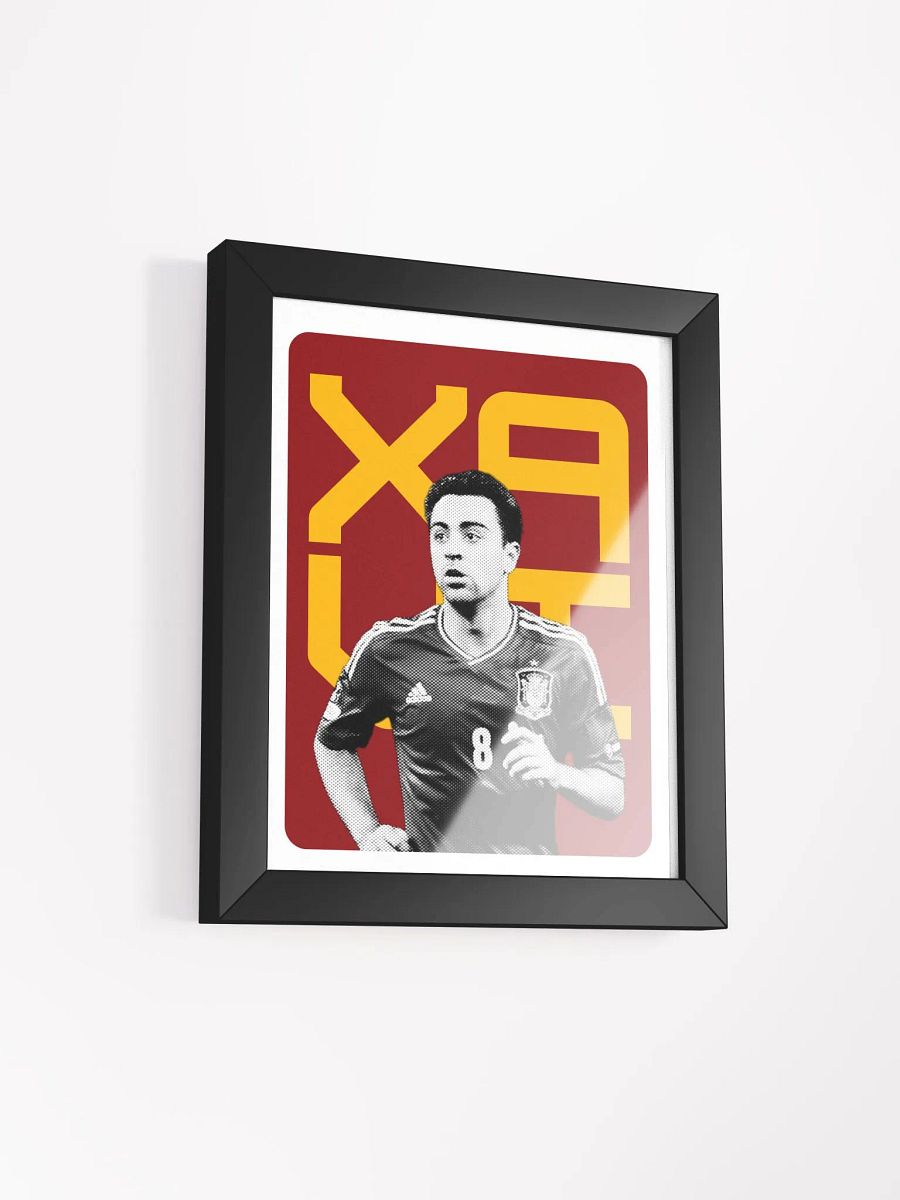 Xavi Hernández BW Spain Name Art Framed Print product image (1)