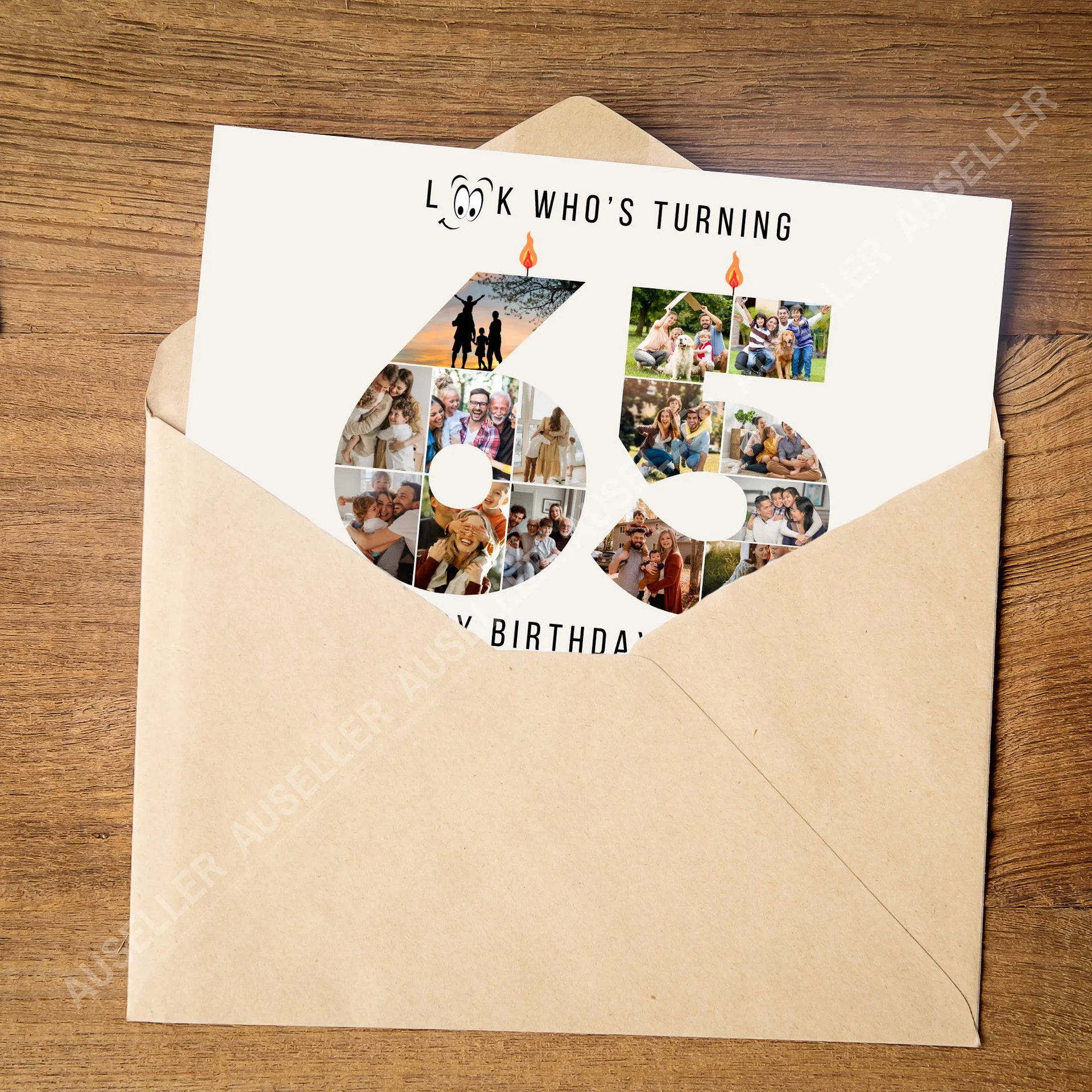 65th Birthday Number Photo Card Canva Template product image (2)