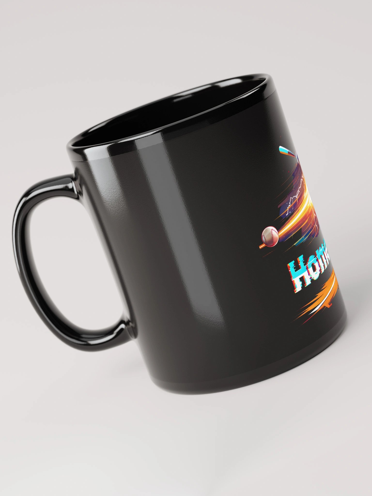 Dynamic Baseball Home Run Art: Glitch-Effect Power Swing Glossy Mug product image (3)