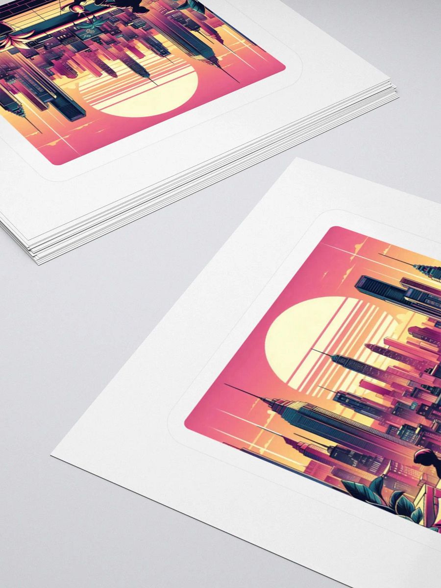 Sunset Cityscape Kiss Cut Stickers | AI Design traveling product image (10)