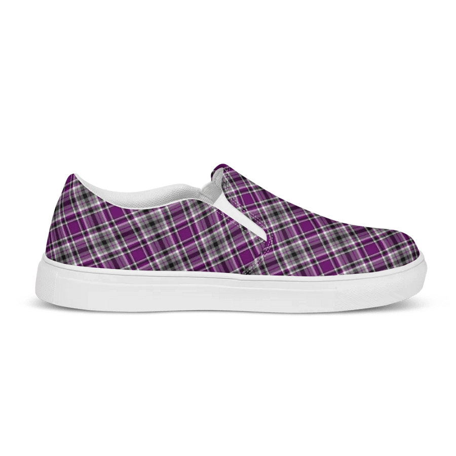 Purple, Gray, and Black Plaid Women's Slip-On Shoes product image (5)