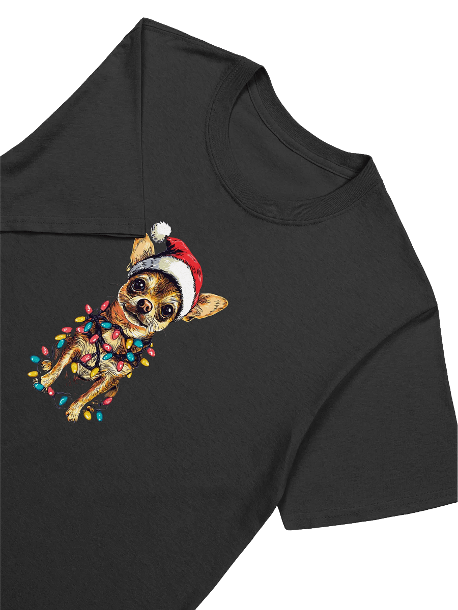 Cute Santa Chihuahua Tangled In Colorful Christmas Lights Unisex Christmas T-Shirt product image (12)