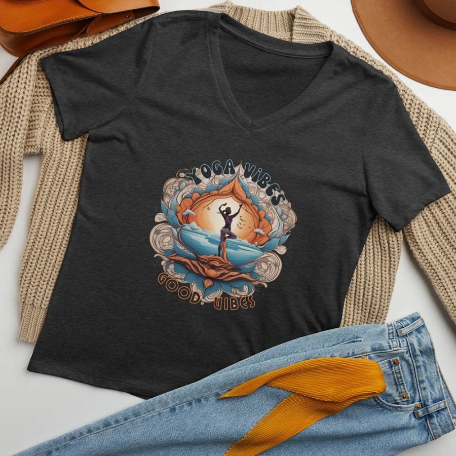 Zen Sunset Yoga Vibes Women's V-Neck Tee product image (34)