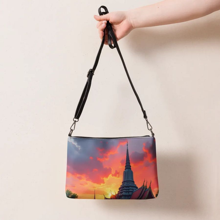 Tuk-Tuk at Sunset Near Thai Temple Crossbody Bag. product image (7)