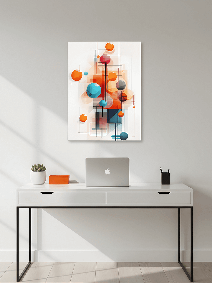 Vibrant Geometric Abstract Art Print in Orange and Teal Canvas product image (2)