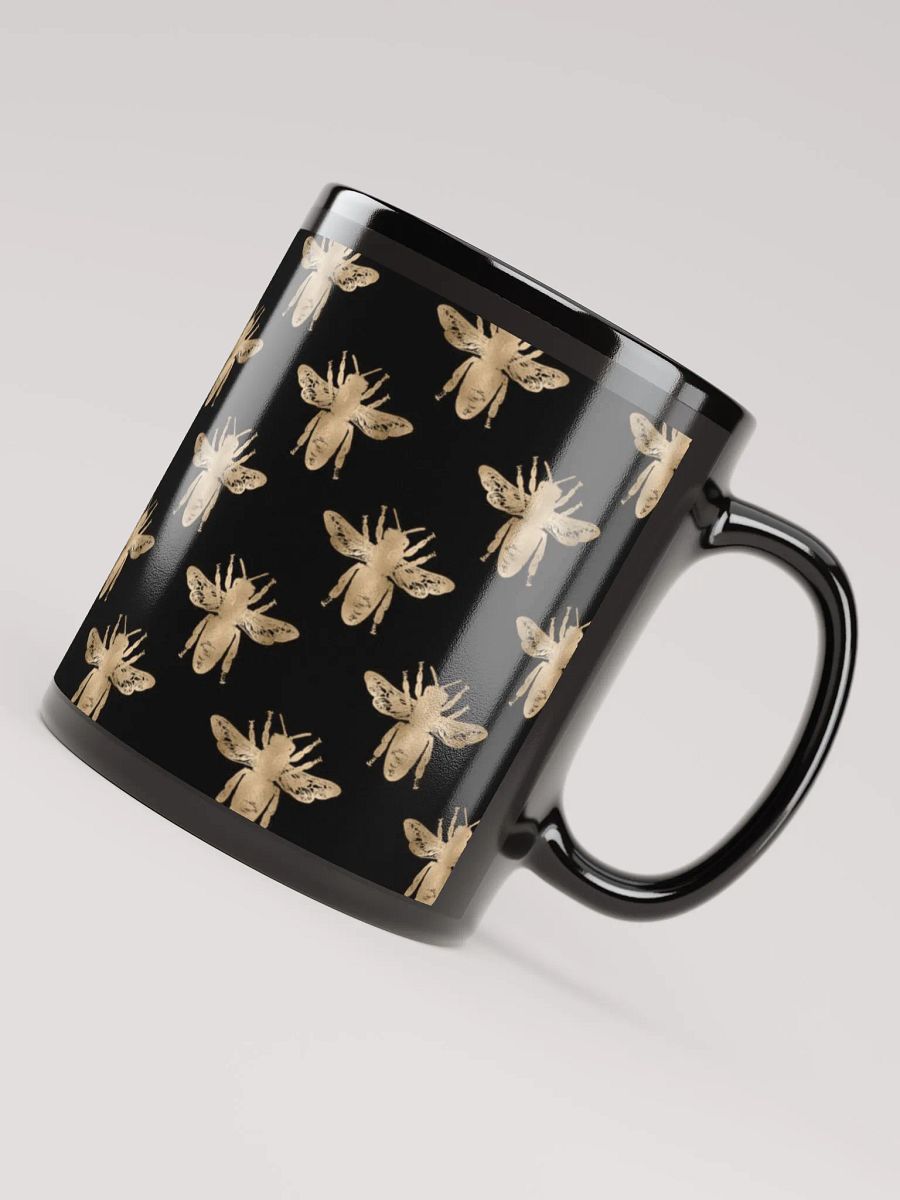 Golden Bees Patterned Black Mug product image (4)