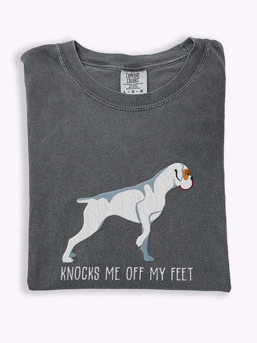 Knocks Me Off My Feet T-Shirt(Embroidered) of a Boxer(White) product image (1)