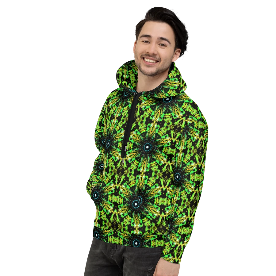 Abstract Repeating Neon Green Kaleidoscope Pattern Unisex Unisex All Over Print Hoodie product image (11)