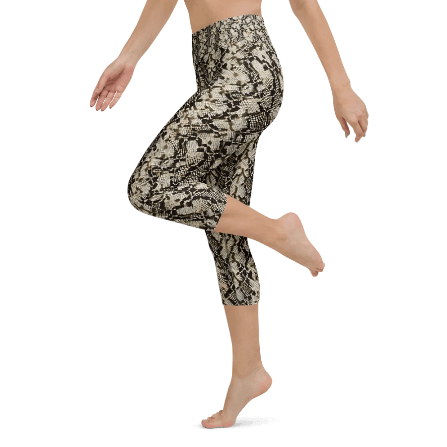 Beige Snake Pattern Capri Leggings product image (5)