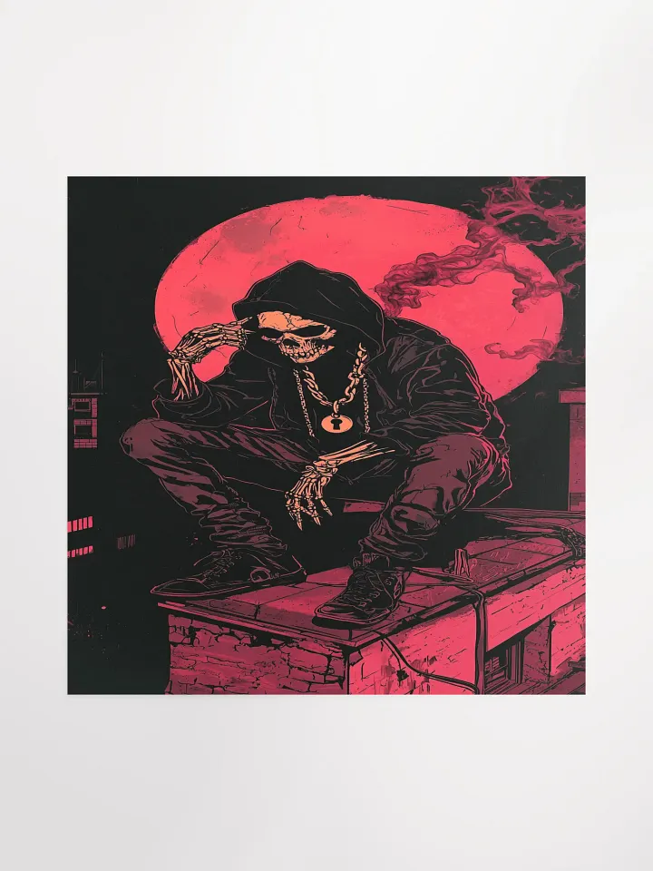 Moonlit Rooftop Skeleton Poster product image (1)