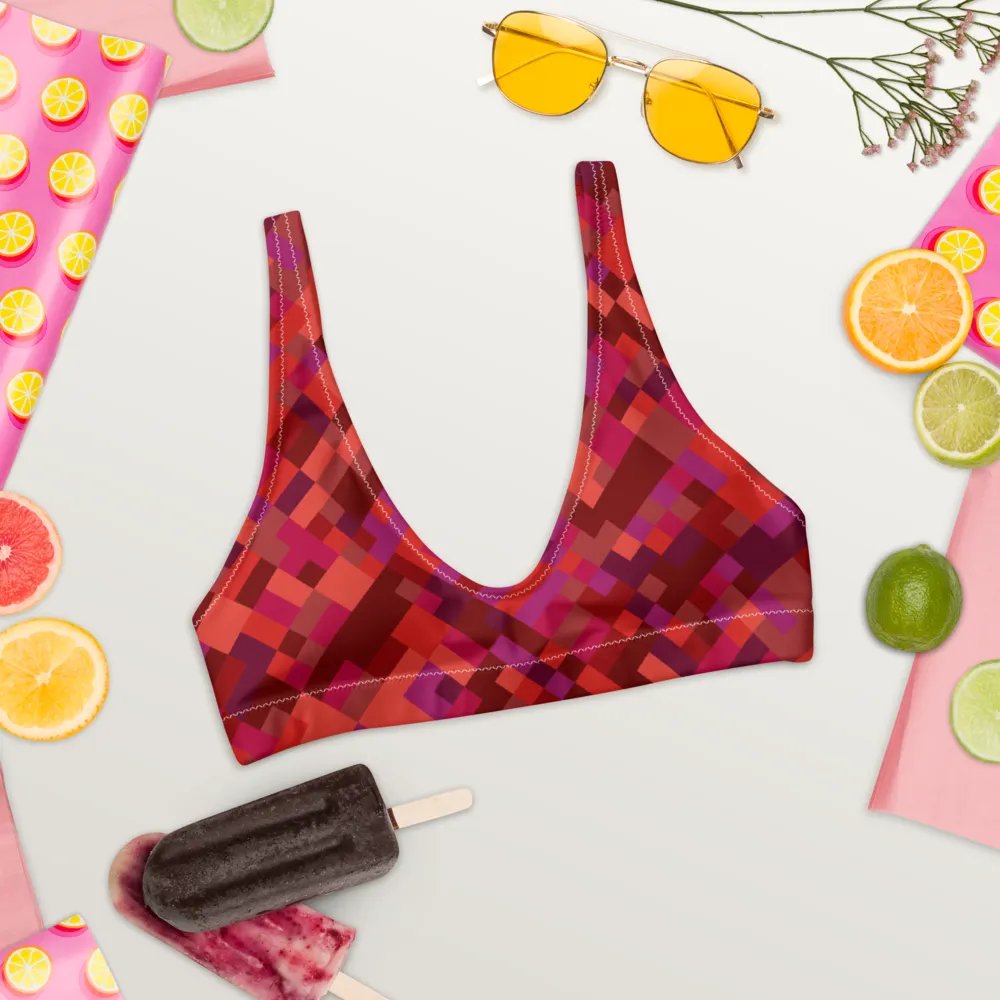 Colorful Mosaic Pattern Design Padded Bikini Top - v3 product image (6)