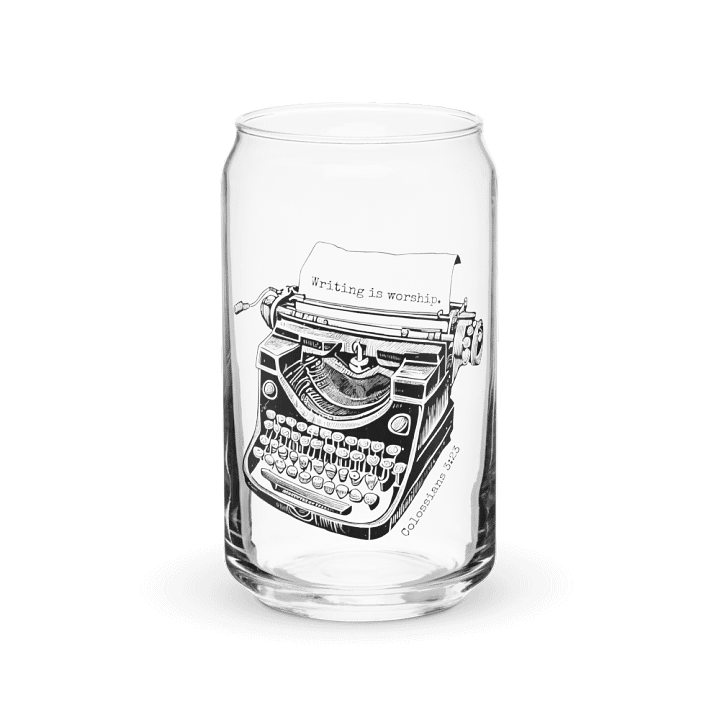"Writing is worship" glass cup. product image (1)