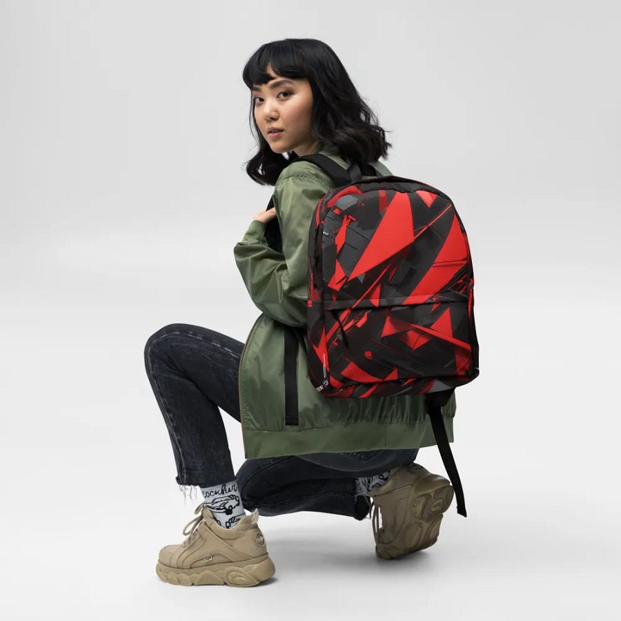 Dynamic Abstract Fragmented Red - All-Over Print Backpack product image (5)