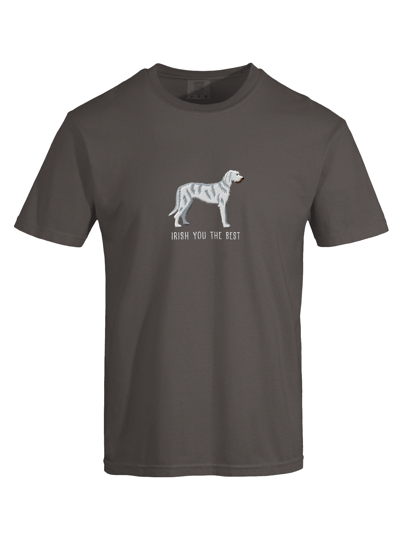 Irish You the Best T-Shirt(Embroidered) of an Irish Wolfhound(White) product image (38)