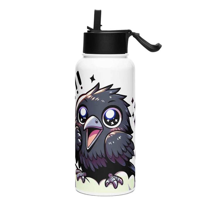 Edelstahl-Wasserflasche mit Strohhalmdeckel - Rabe product image (2)