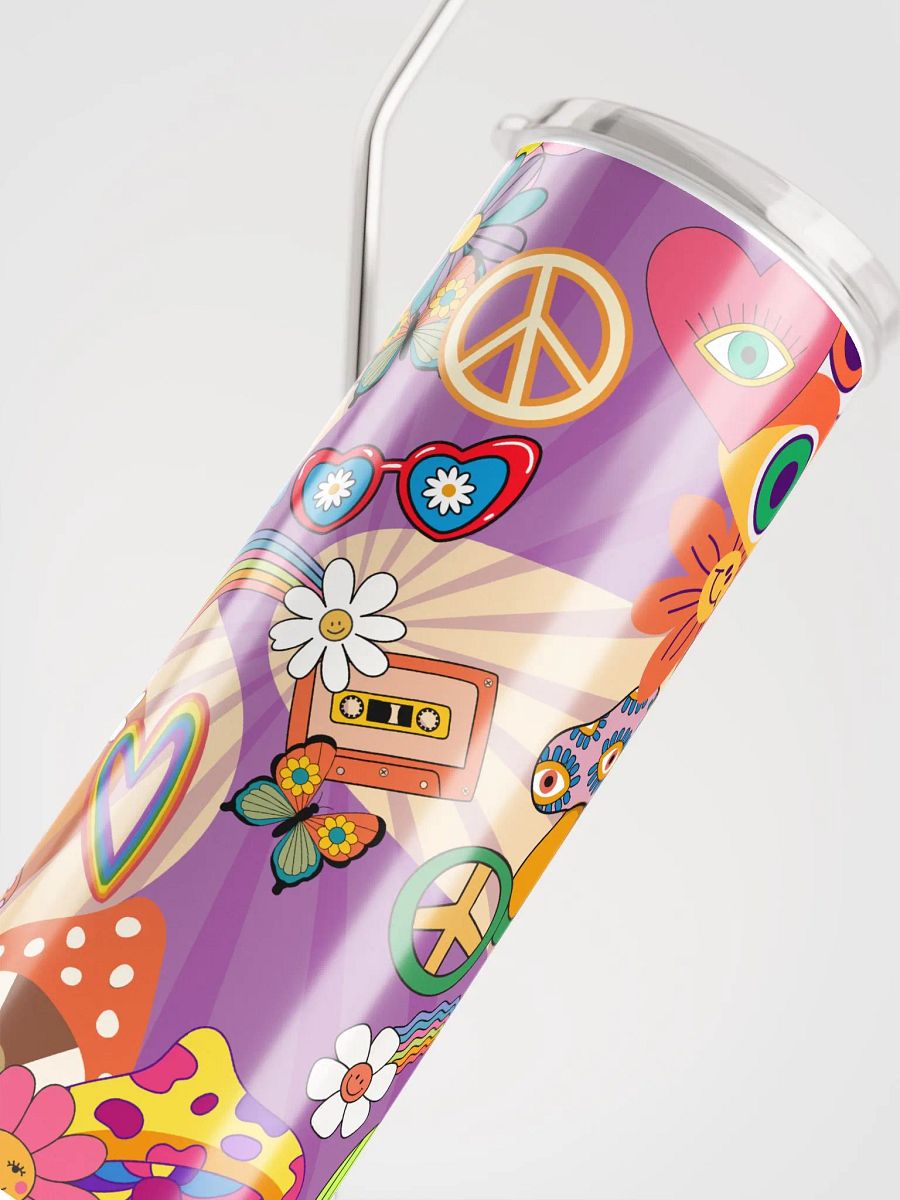 🌼 Boho Hippie Stainless Steel Tumbler | Eco-Friendly 20oz Cup with Reusable Straw product image (5)