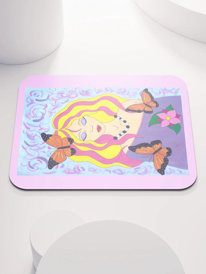 Butterfly spring woman (art by Dina R.) acrylic painting picture - Classic Mouse Pad product image (1)