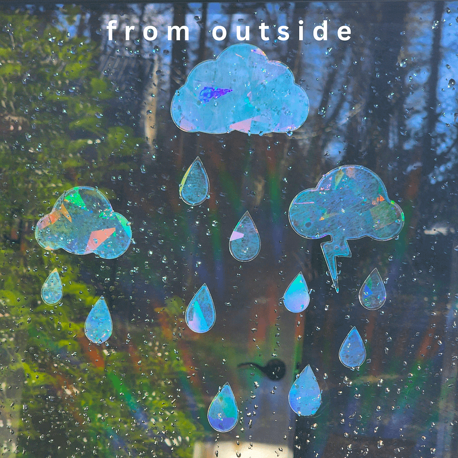 Set of Storm Cloud Suncatcher Window Stickers - Mixed Size - Rainbow Making Decals! Rainy Day *dopamine decor* Seasonal Art, Renter Friendly product image (7)