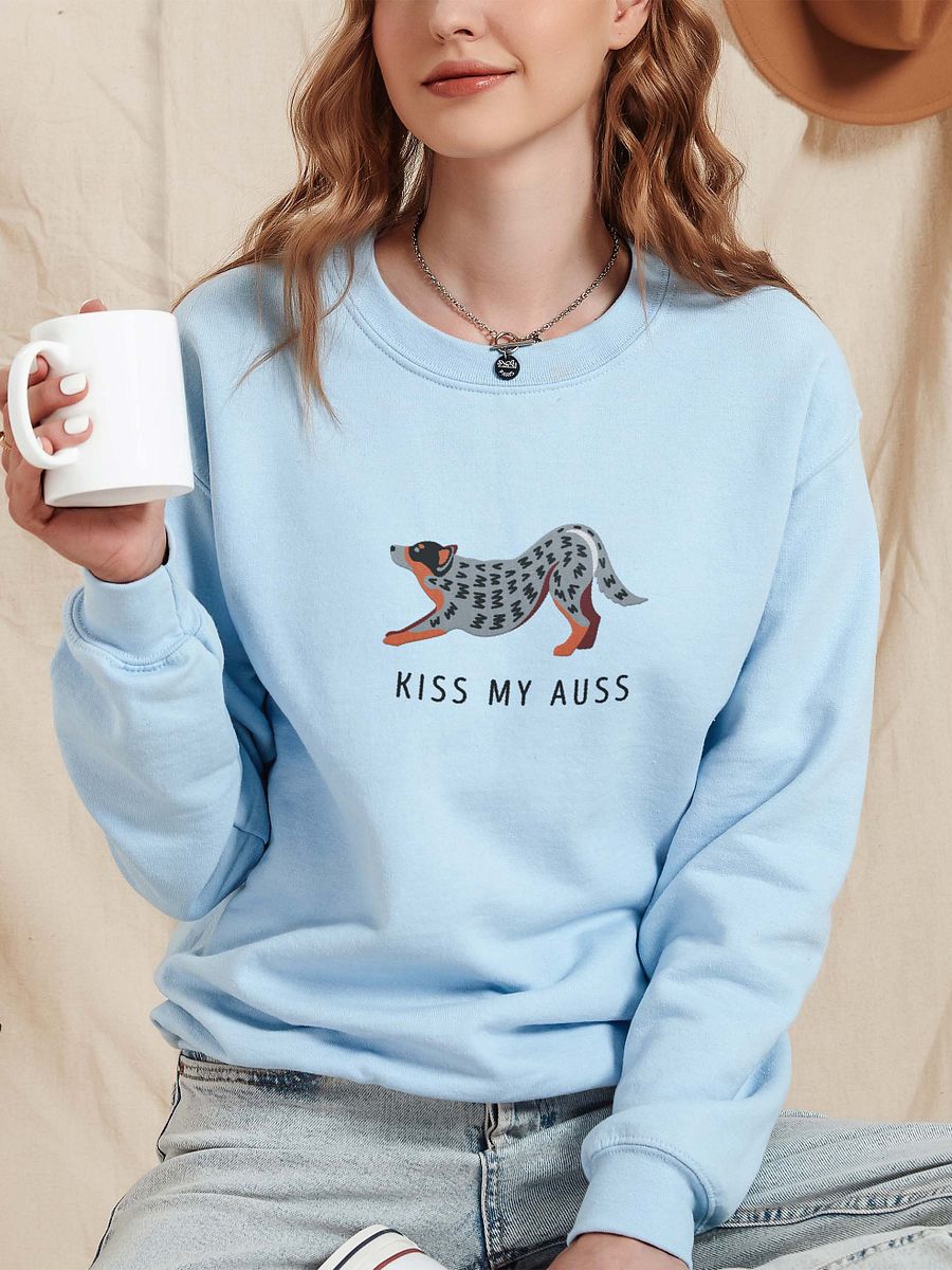 Kiss My Auss Sweatshirt (Embroidered) of an Australian Cattle Dog(Blue Heeler) product image (2)