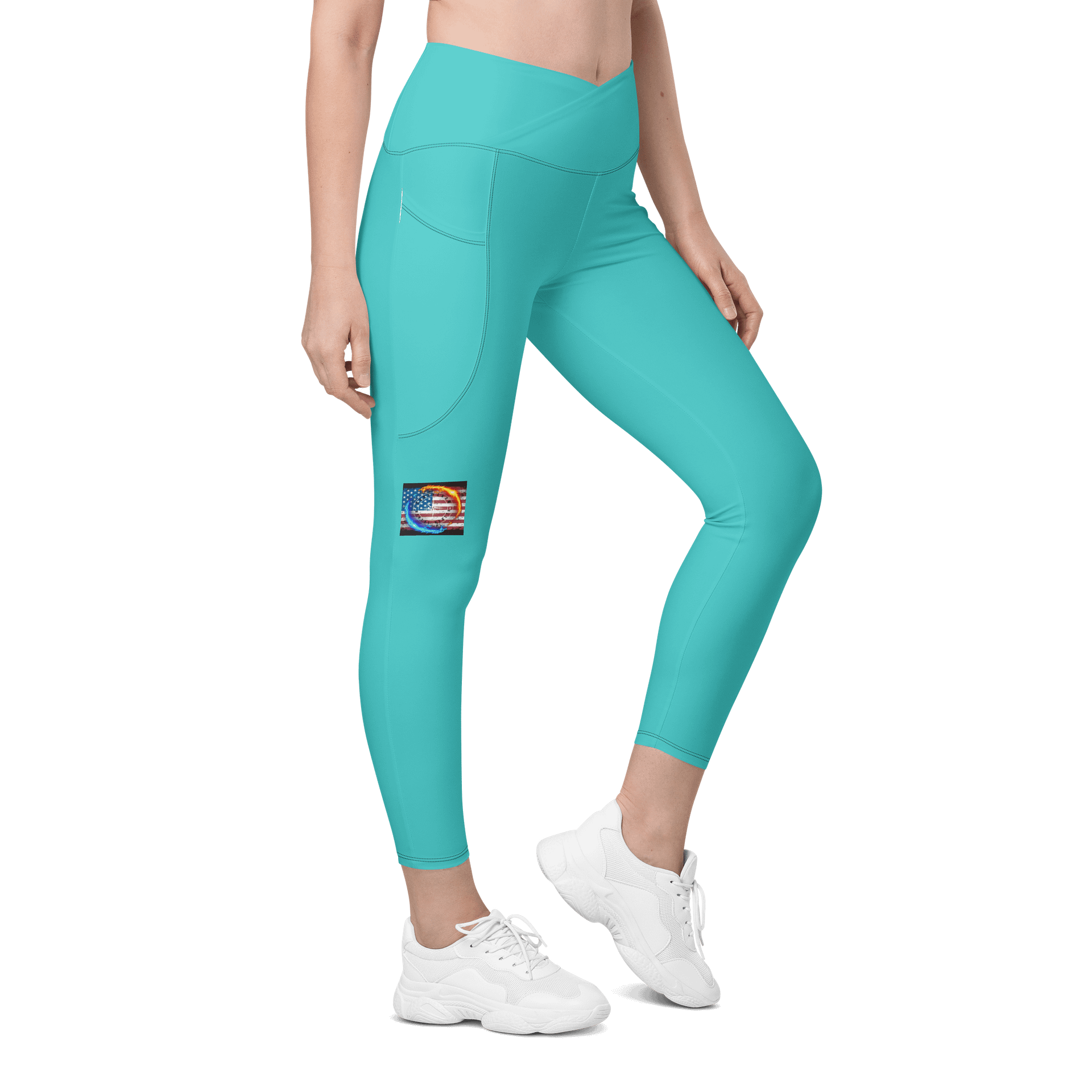 Leggings w pockets small logo turquoise product image (4)