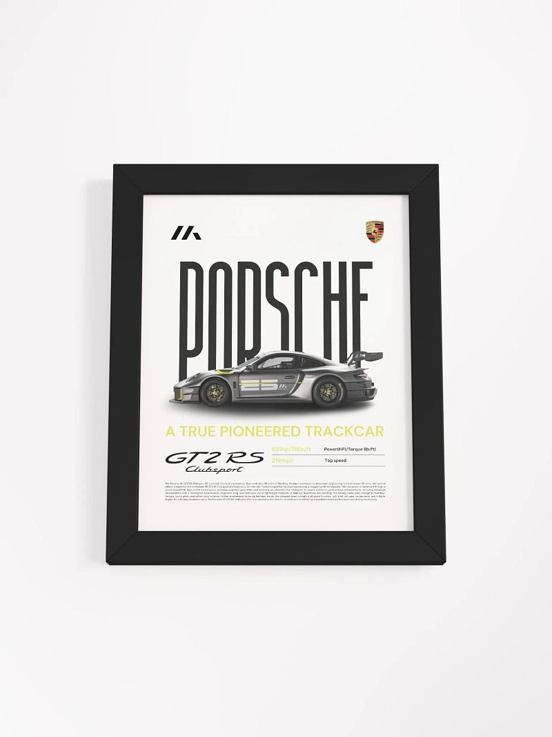 PORSCHE GT2RS CLUBSPORT FRAMED POSTER