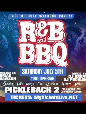 R&BBBQ 4th of July Edition this Saturday 9pm-2am @thepicklebackbar discount tixs go on sale  Hosted by: @iambriandawson @djsmylz  Music by: @djgrantofficial and myself 