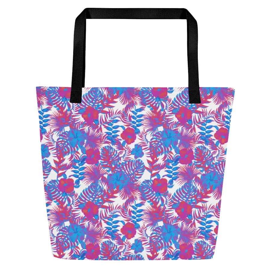 Big printed tote bag with beachy tropical vibe. product image (1)