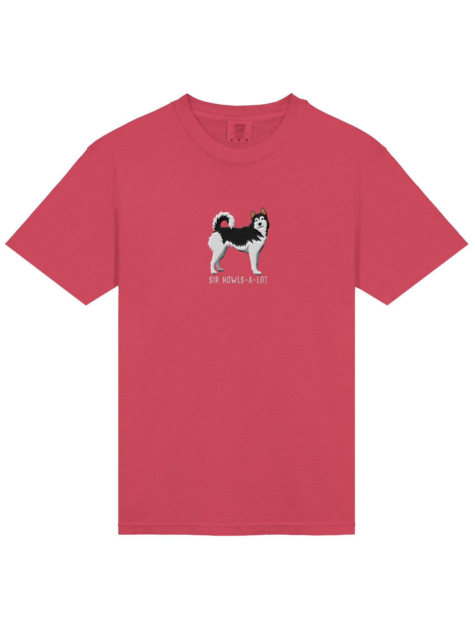 Sir Howls-A-Lot T-Shirt(Embroidered) of a Siberian Husky(Black & White) product image (43)
