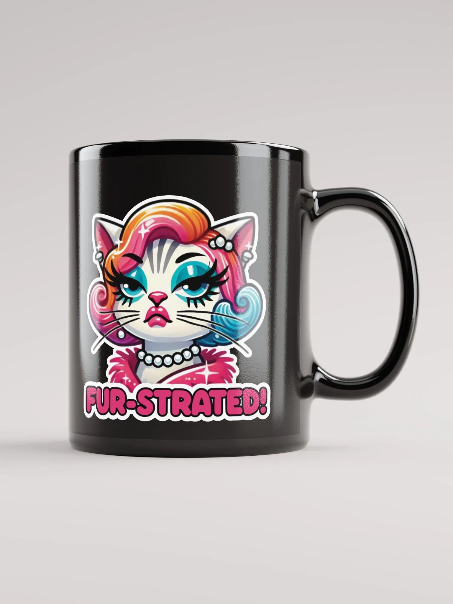 Fur-strated! Black Glossy Mug product image (2)