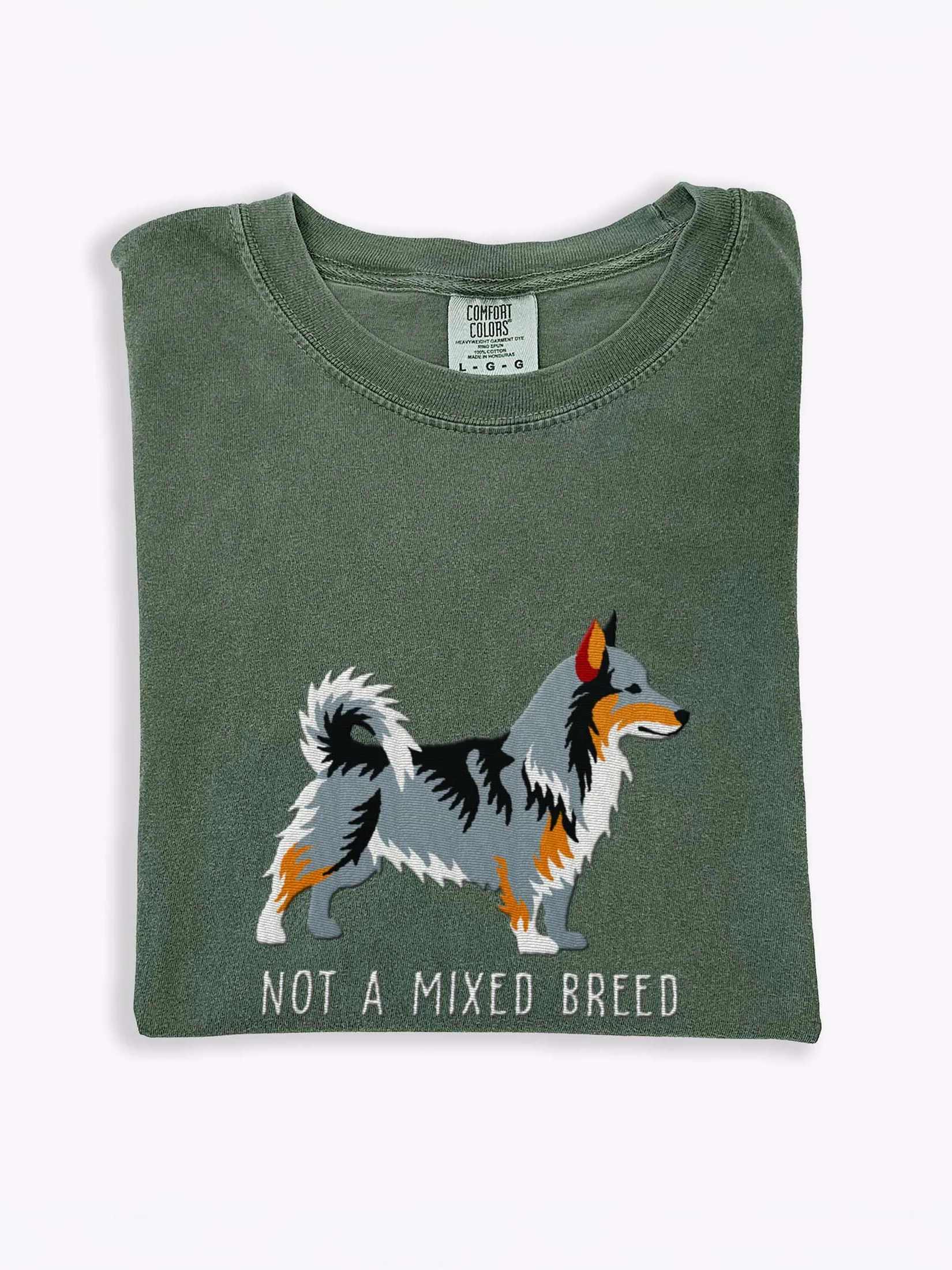 Not a Mixed Breed T-Shirt(Embroidered) of a Swedish Vallhund(Brownish Gray) product image (1)