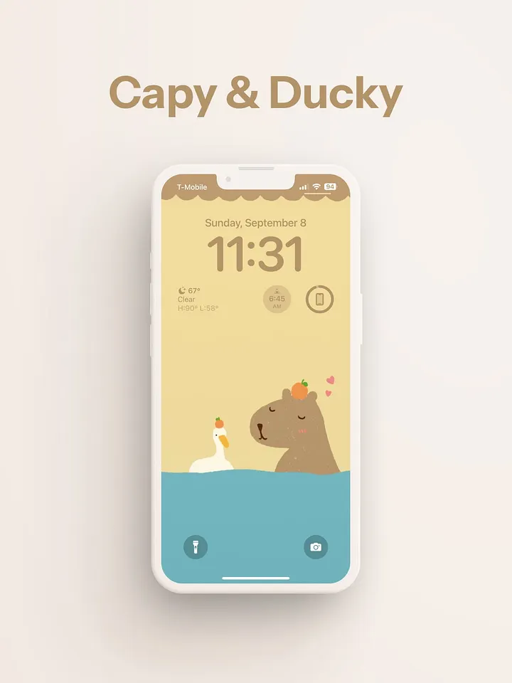 Capy & Ducky iPhone Wallpaper product image (1)