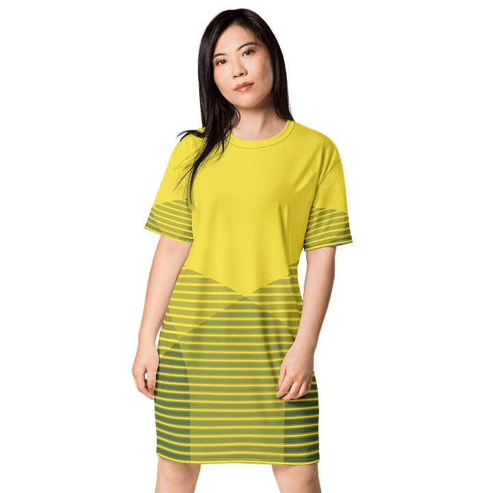 Exclusive Trendy Yellow T-Shirt Dress with Unique Striped Design product image (1)