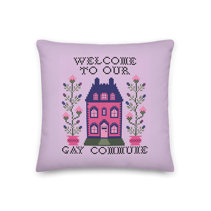 Welcome to Our Gay Commune Throw Pillow - Genderfluid Flag product image (1)
