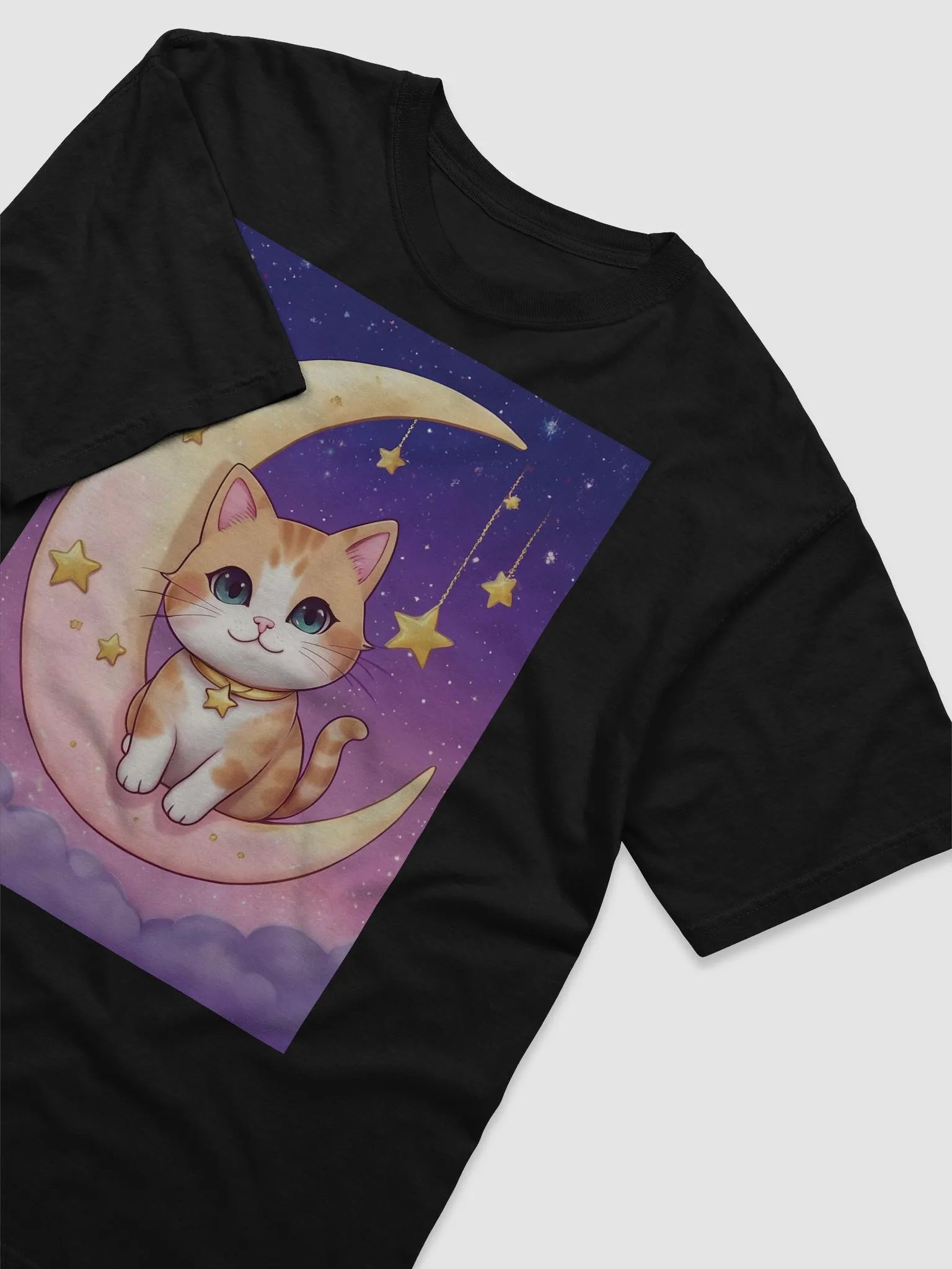 Dreamy Cat on Crescent Moon T-Shirt product image (3)