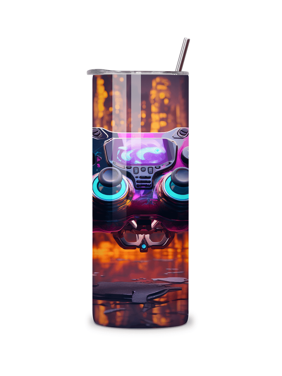 Gamer Vibes 20oz Skinny Tumbler with Metal Straw – Futuristic Neon Controller Design – Double-Walled Insulated Stainless Steel Tumbler for Hot & Cold Drinks, Gift for Gaming Enthusiasts product image (5)