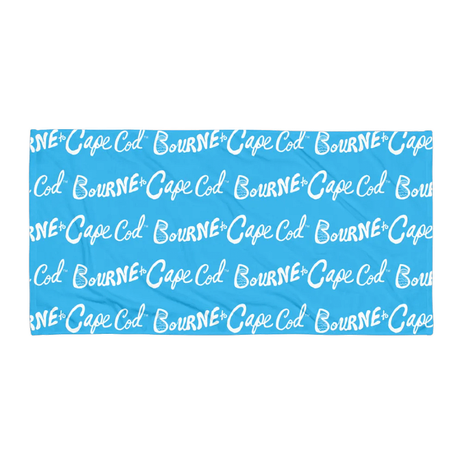 BRN.2C.C.™ | Coastal Classic Beach Towel | All-Over Horizontal Logo Print | Vibrant Colors for Salty Souls | White Logo on Deep Sky Blue product image (1)