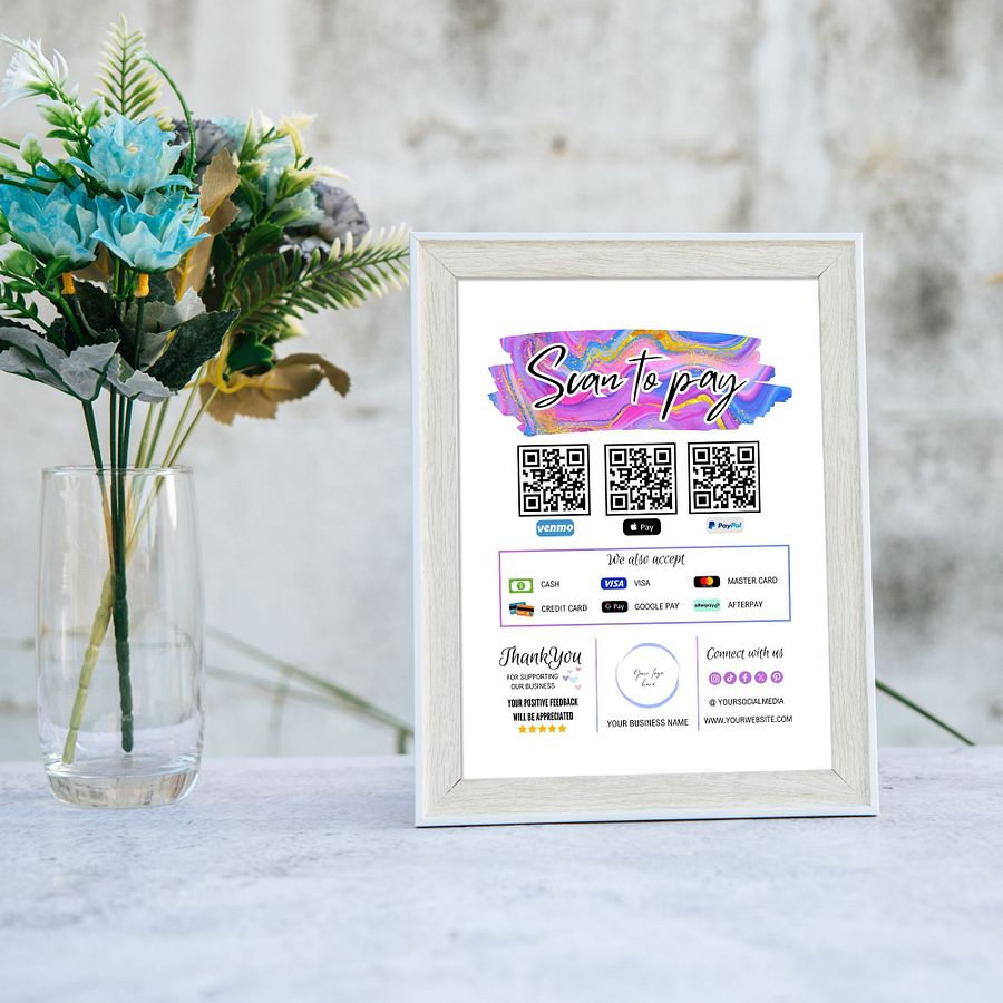 Unicorn - Scan To Pay QR Code Sign Template product image (8)