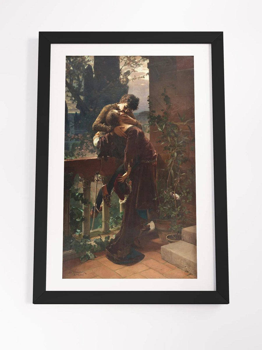 ''Romeo and Juliet on the Balcony'' by Julius Kronberg Framed Poster (12
