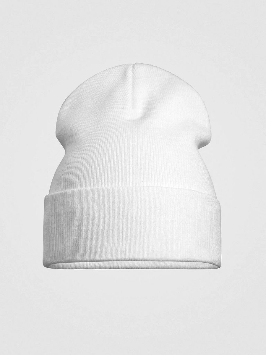Plain Color White Knit Cuffed Beanie Hat product image (3)