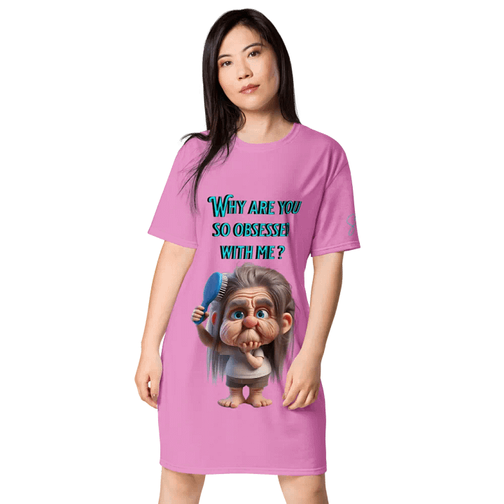 Dreamy "Why Are You So Obsessed" All-Over Print T-Shirt Dress product image (1)