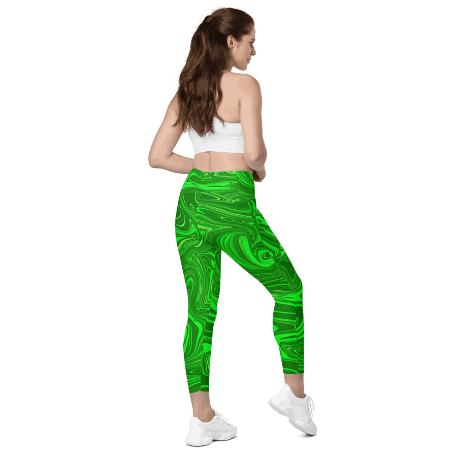 Leggings with Pockets - Different Shades of Green Digital Fluid Art product image (5)