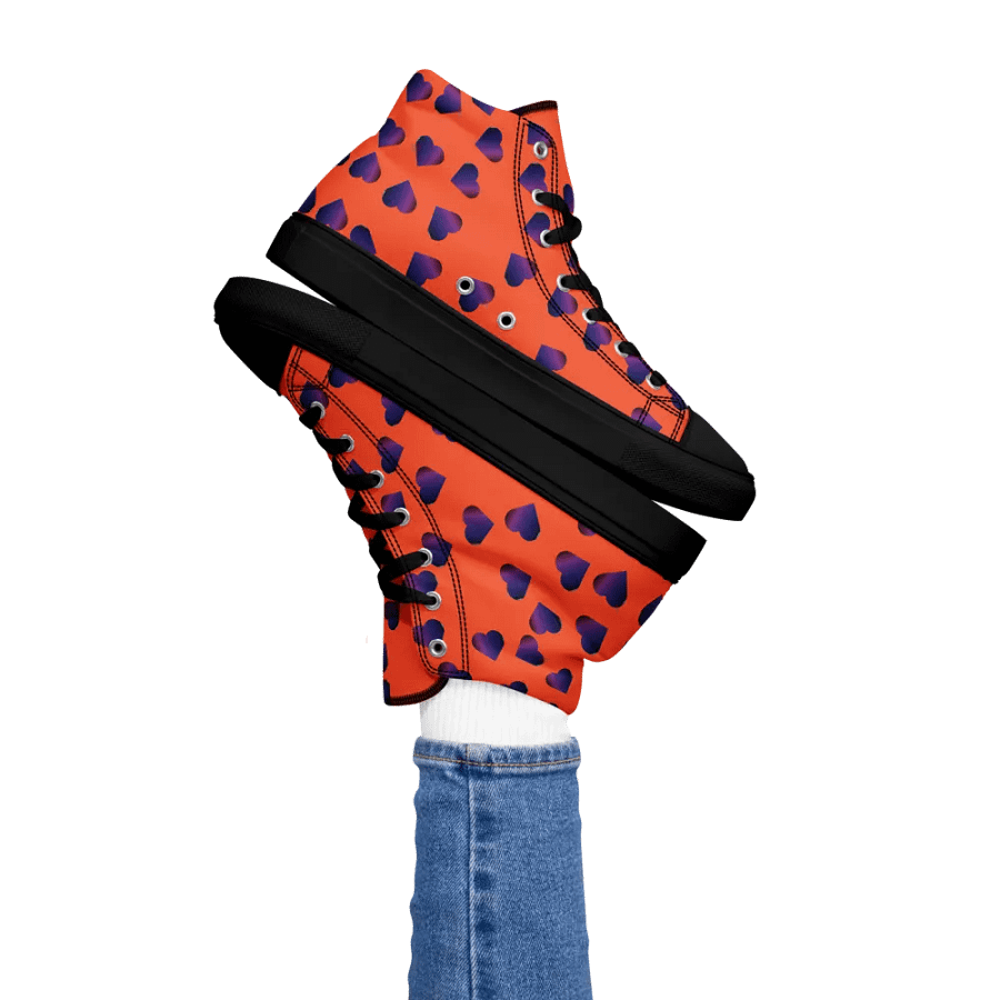Abstract Love Pattern Hearts on a Coloured Background Ladies Canvas High Top Shoes product image (4)