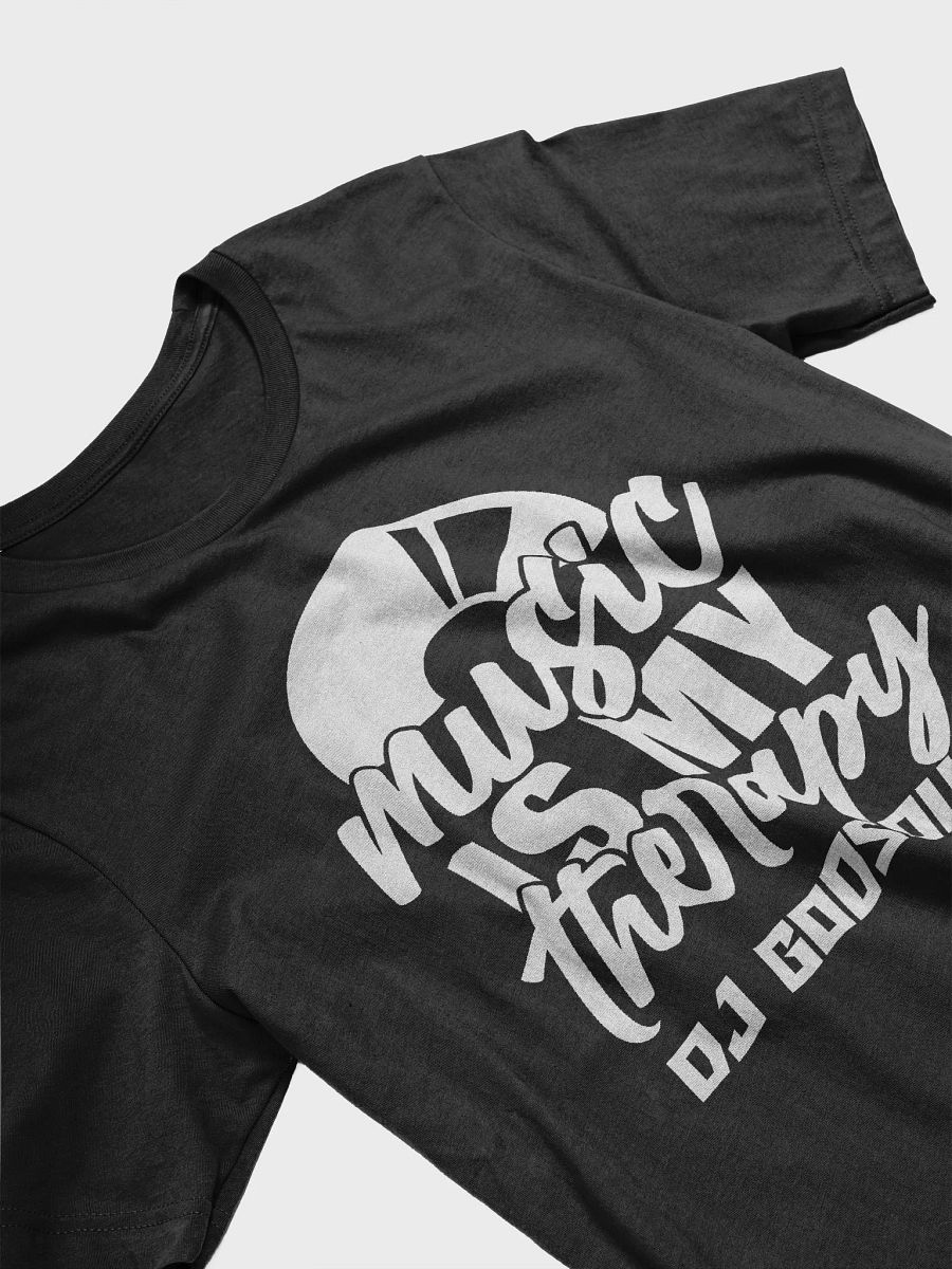 DJ T-Shirt With Graphic Rapper Merch Band Merch Music Merch By DJ GodSound Music is My Therapy Slogan Classic Fit UNISEX Black product image (3)