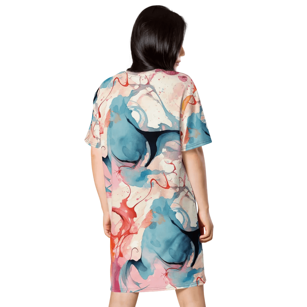 Fluid Swirls Watercolor T-Shirt Dress product image (2)