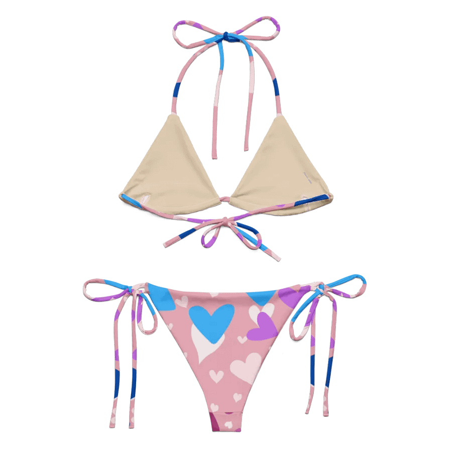 Pink Blue & White Love Heart Bikini product image (4)