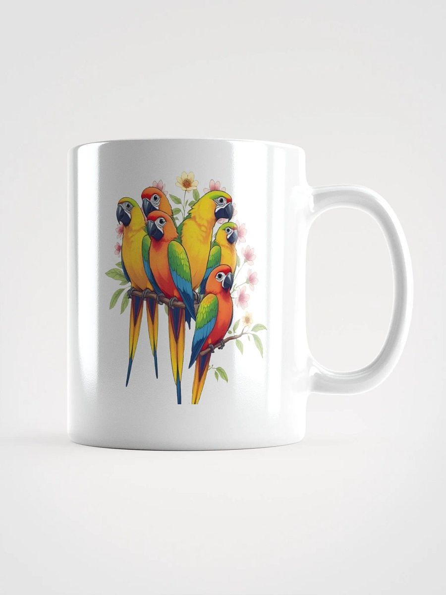 Tropical Bird Coffee Mug | Colorful Parrot Paradise White Glossy Mug product image (1)