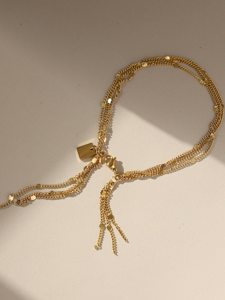 Sparkling Three-layer Tassel Fairy Bracelet | 18K Gold Plated product image (6)