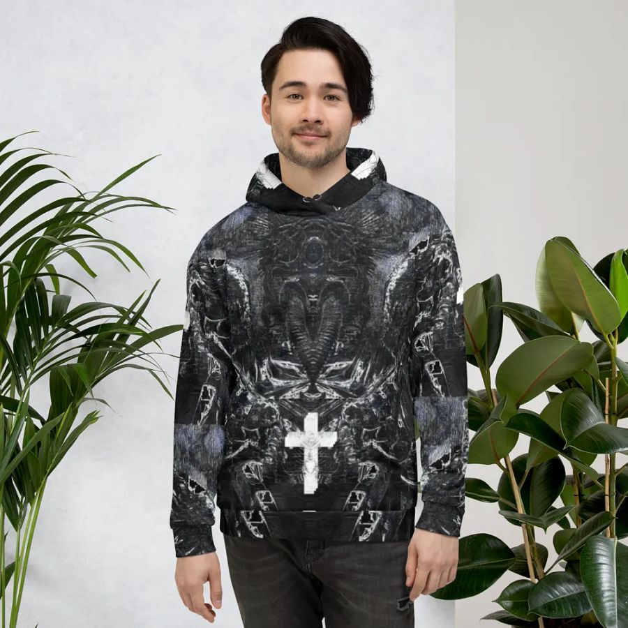 Gothic Cruciform Angel Unisex AOP Hoodie product image (4)