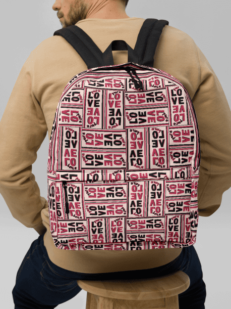 Pure LOVE dual Color Pattern on peach Background - All-Over Print Backpack product image (2)